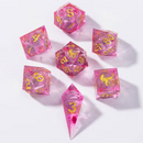 HYMGHO Dice: Captured Magic Handmade Sharp Edge Resin Dice - Liquid Core - Pink