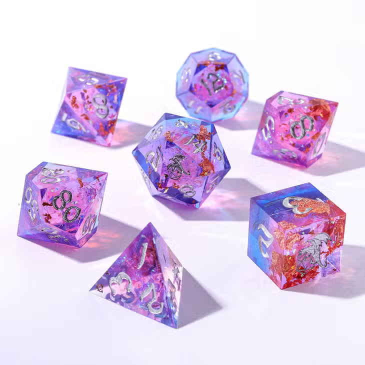 HYMGHO Dice: Captured Magic Handmade Sharp Edge Resin Dice - Gilded Storm