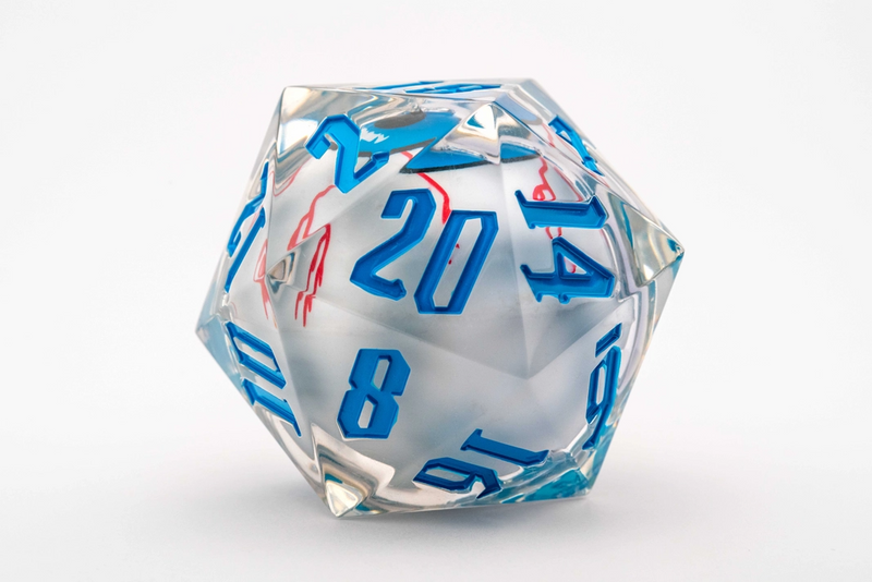 Metallic Dice Games: Mammoth Liquid Core D20 55mm - Crazy Moving Eyeball