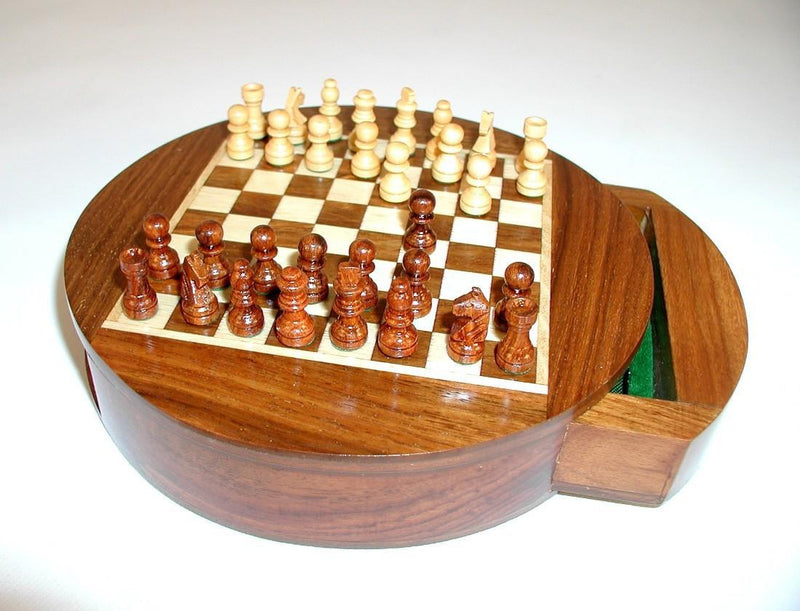 Chess - Round Drawer Magnetic Chess - 6 Inch