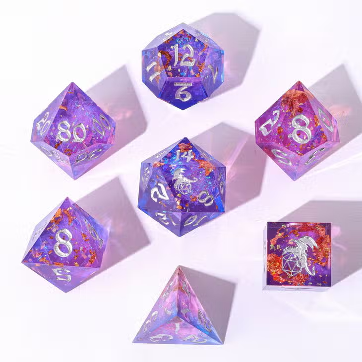 HYMGHO Dice: Captured Magic Handmade Sharp Edge Resin Dice - Gilded Storm