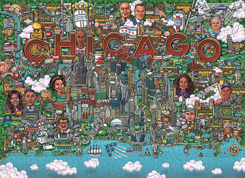 Kansas City Puzzle Company: Chicago Map Puzzle - 1000 Piece Puzzle