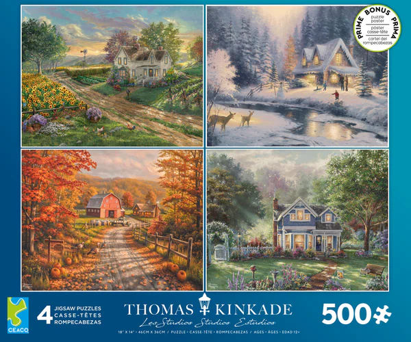 Ceaco Puzzles: 4 in 1 Multipack - Thomas Kinkade: Seasons - 500 Piece Puzzle