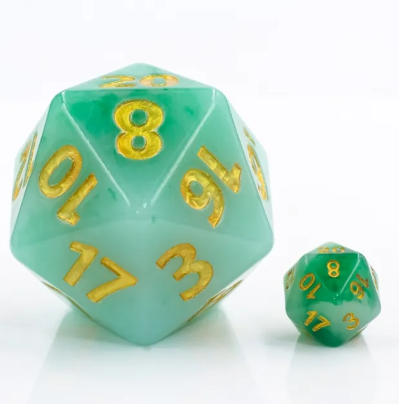 "Honeydew Jawbreaker" - 55mm Titan D20 - Green Jade - Level One Dice