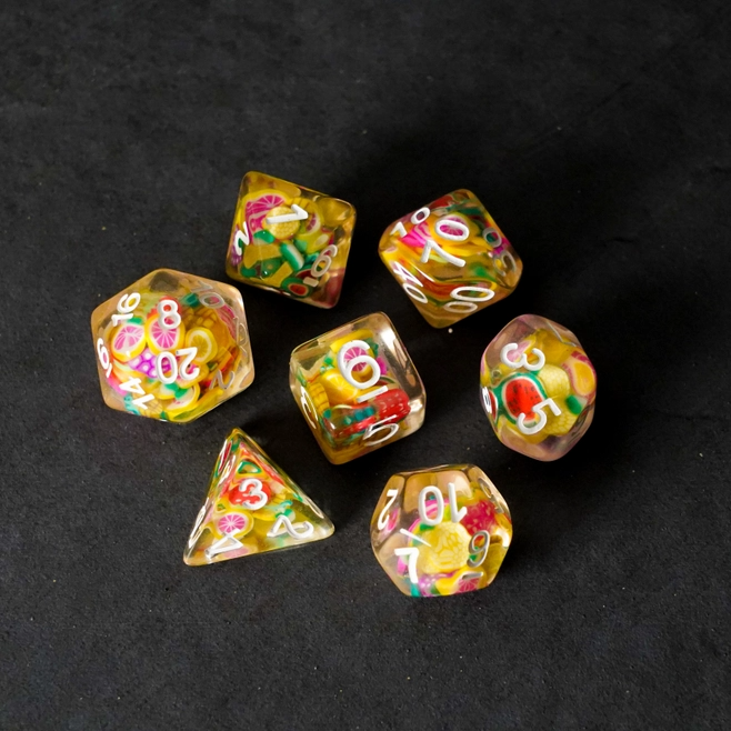 Metallic Dice Games: Fruit Dice 16mm Resin - Polyhedral Dice Set (7)