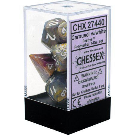 Chessex: Festive Carousel w/ White - Polyhedral Dice Set (7) - CHX27440