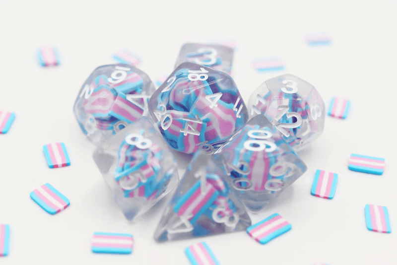 Foam Brain Games: Transgender Pride Flag RPG Dice Set 