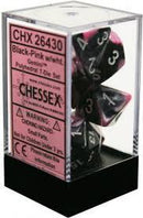 Chessex: Gemini Black-Pink w/ White - Polyhedral Dice Set (7) - CHX26430