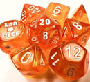 Chessex: Borealis Luminary - Blood Orange w/ White Lab Polyhedral Dice Set (7) (CHX30052) 