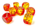Chessex: Gemini Red and Yellow w/ Gold - 12mm d6 Dice Set (36) - CHX26868 