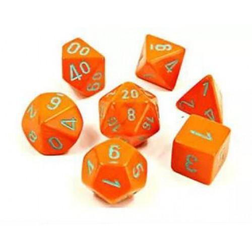 Chessex: Heavy Orange w/ Turqoise Lab Polyhedral Dice Set (7) (CHX30038)