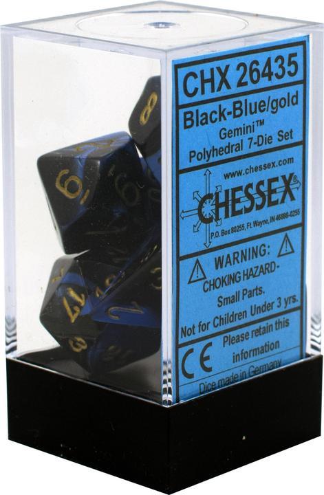 Chessex: Gemini Black and Blue w/ Gold - Polyhedral Dice Set (7) - CHX26435