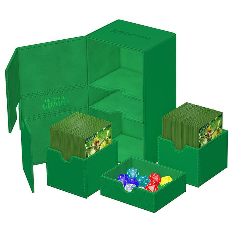 Ultimate Guard: Twin Flip'n'Tray 160+ Deck Storage Box - Xenoskin Green 