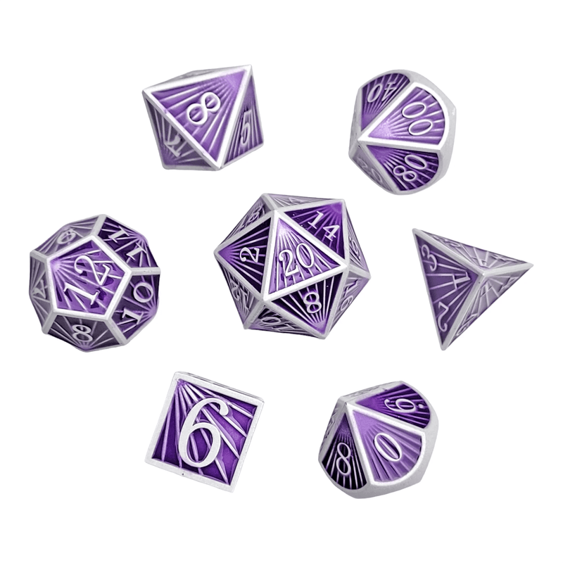 Forged Gaming: Deco Purple White - Metal RPG Dice Set 