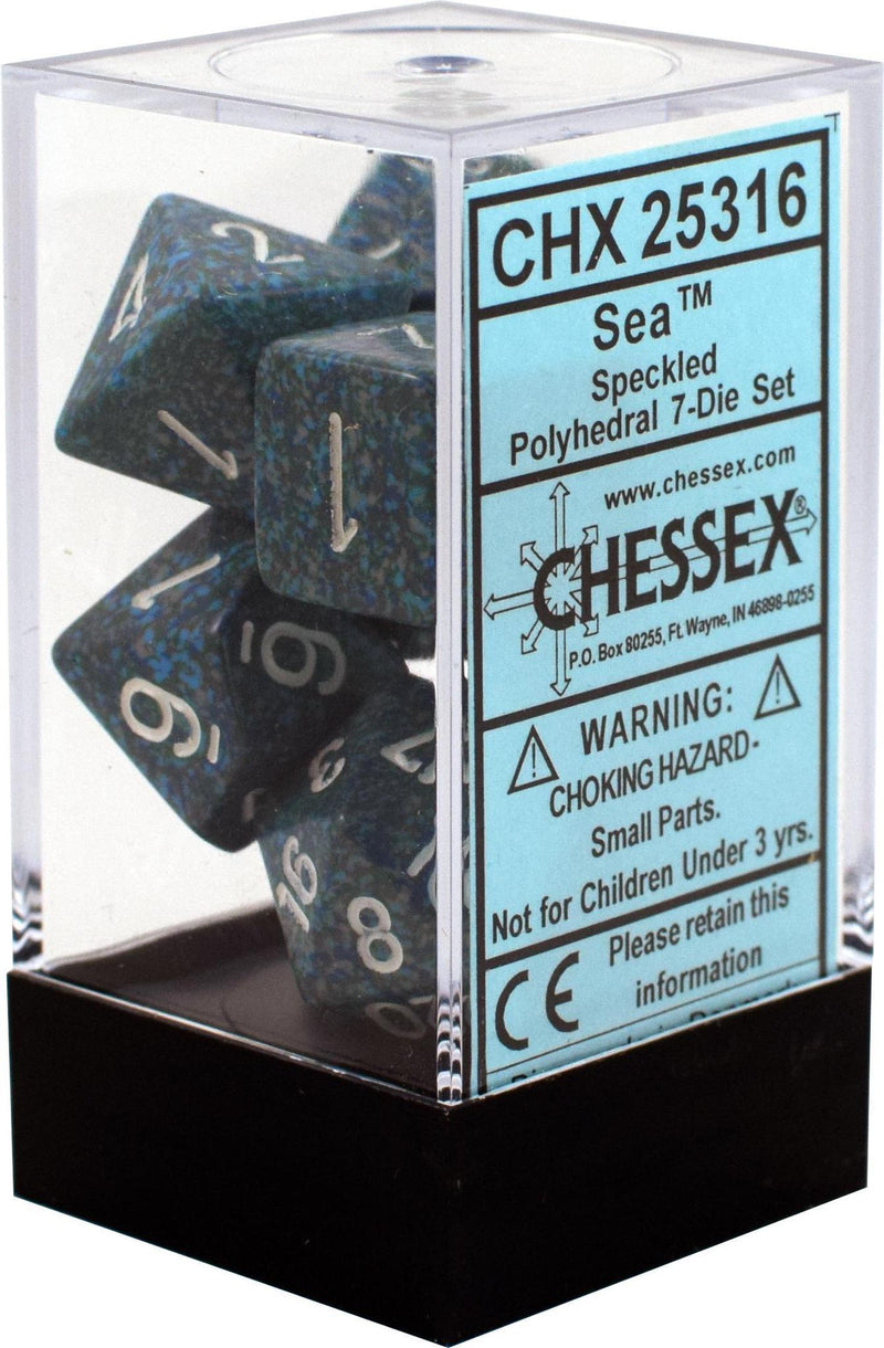 Chessex: Speckled Sea Blue w/ White - Polyhedral Dice Set (7) - CHX25316