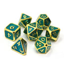 Die Hard: Mythica Gold Aquamarine Metal 16mm - Polyhedral Dice Set (7)