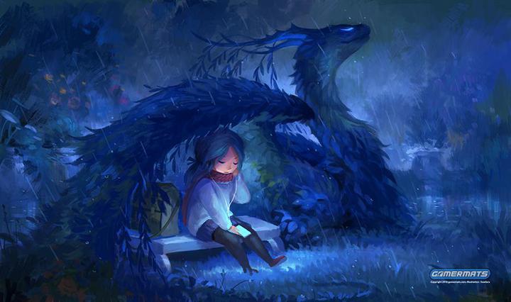 GamerMats: 'Dragon Stories' 14"x24"&1/8" Stitched Gaming Playmat 