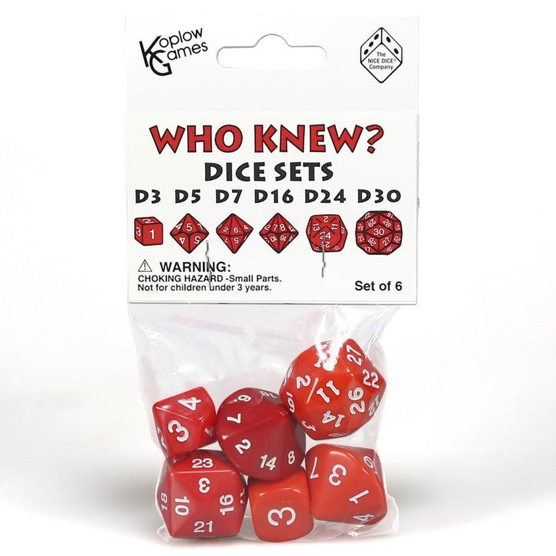 Who Knew? Dice Sets - Red w/ White