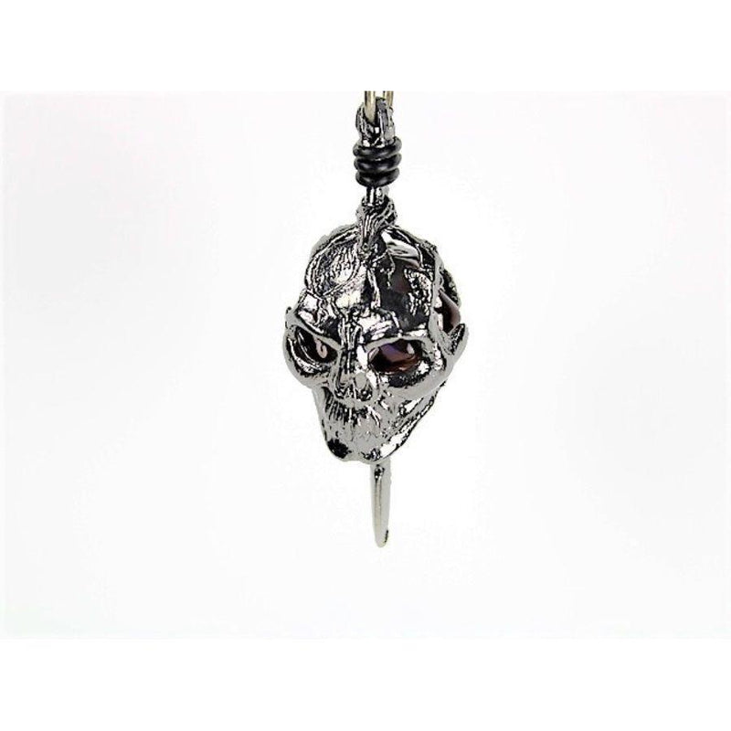 Dice Holder Jewelry: D20 Pendant Gunmetal Grey Skull and Dagger