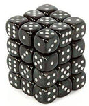 Chessex: Borealis Smoke w/ Silver - 12mm d6 Dice Set (36) - CHX27828