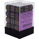 Chessex: Gemini Black w/ Purple - 12mm d6 Dice Set (36) - CHX26840