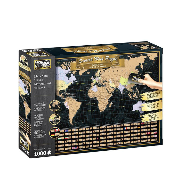 4D Scratch-Off: World Travel Map - 1000-Piece Scratch-Off Puzzle 