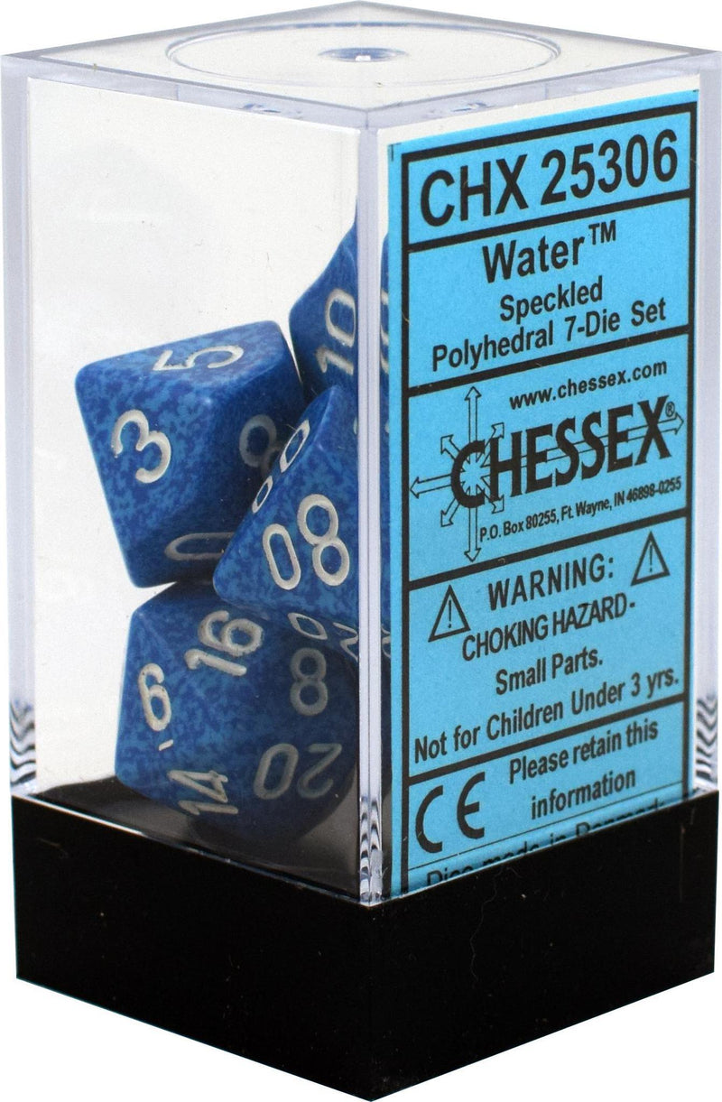 Chessex: Speckled Water Blue w/ White - Polyhedral Dice Set (7) - CHX25306