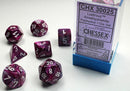 Chessex: Amethyst w/ White Lustrous - Polyhedral Dice Set (7) - CHX30025