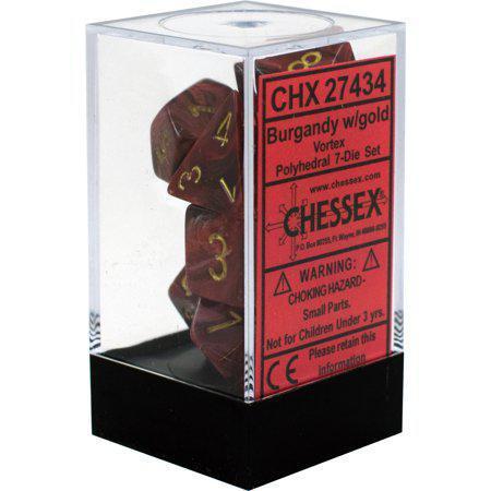 Chessex: Vortex Burgundy Red w/ Gold - Polyhedral Dice Set (7) - CHX27434