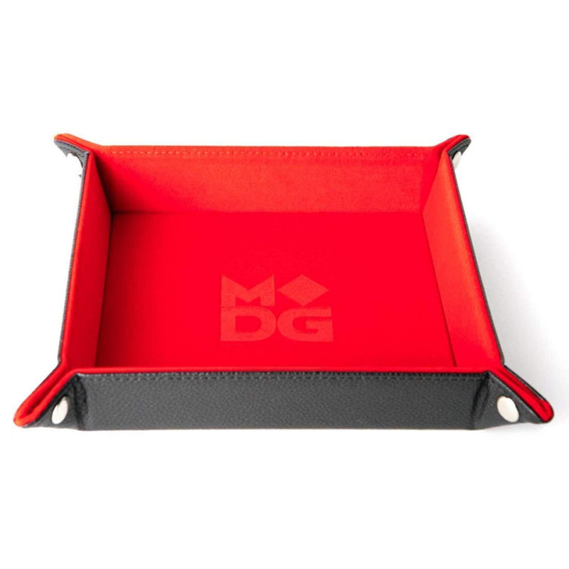 Metallic Dice Games: Velvet Folding Dice Tray Leather - Red 10x10