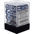 Chessex: Nebula Black w/ White - 12mm d6 Dice Set (36) - CHX27808