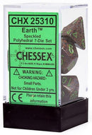 Chessex: Speckled Earth Black w/ Green - Polyhedral Dice Set (7) - CHX25310