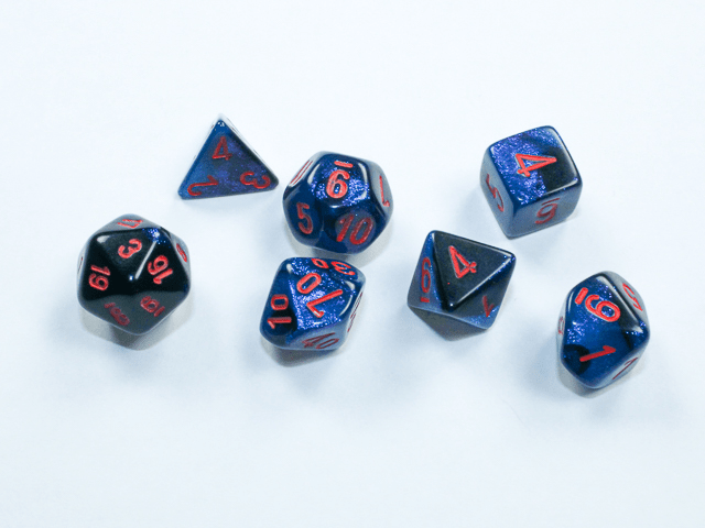 Chessex: Gemini Black Starlight w/ Red - Mini Polyhedral Dice Set (7) - CHX20658 