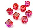 Chessex: Gemini Red and Violet w/ Gold - 12mm d6 Dice Set (36) - CHX26867 