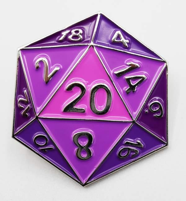 Foam Brain Games: D20 Metal Pin - Purple 