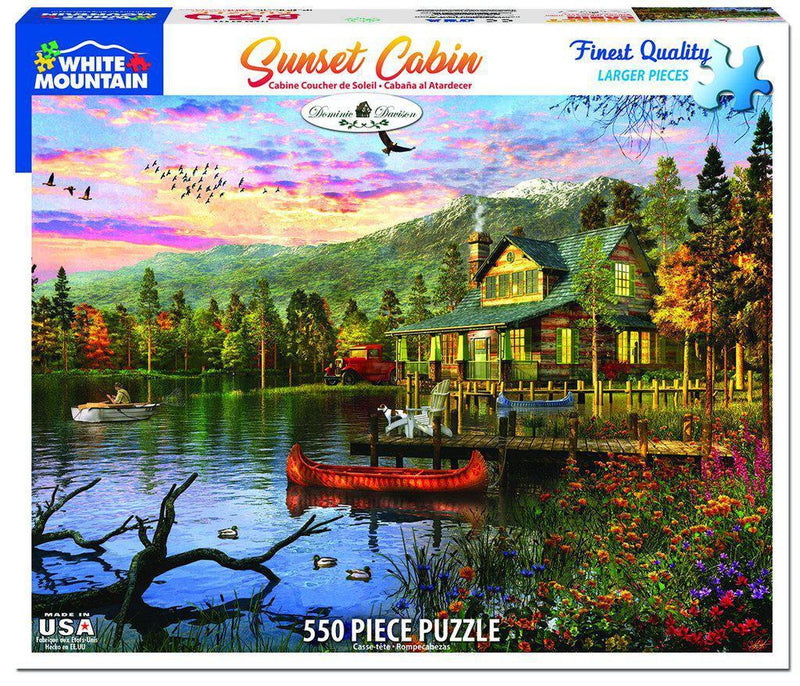 White Mountain Puzzles: Sunset Cabin - 550 Piece Puzzle