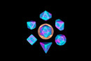 Metallic Dice Games: Marble with Turquoise and Purple 10mm - Mini Polyhedral Dice Set (7)