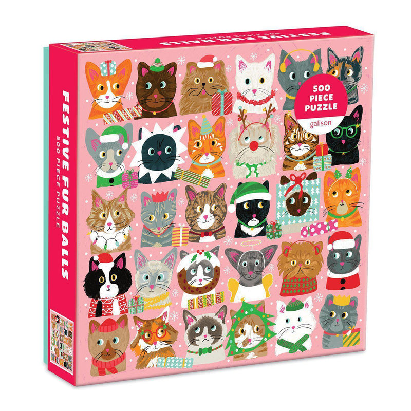 Galison Puzzles: Festive Furballs - 500 Piece Puzzle