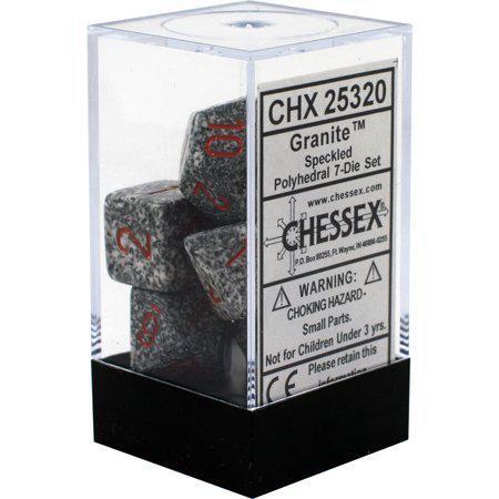 Chessex: Speckled Granite White w/ Red - Polyhedral Dice Set (7) - CHX25320