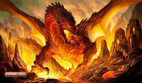 GamerMats: 'The Fire Bringer' 14"x24"&1/8" Stitched Gaming Playmat 