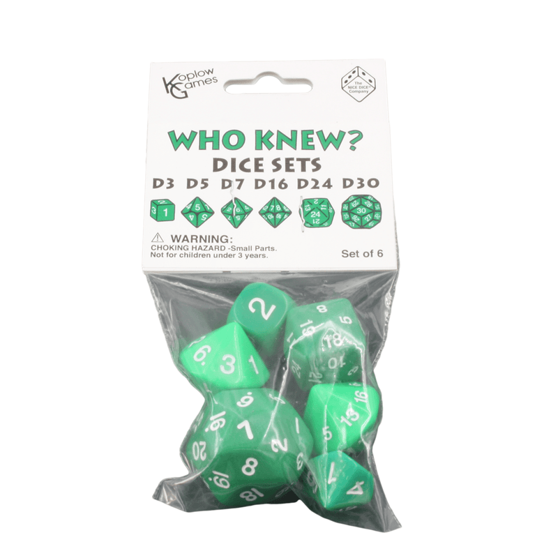 Who Knew? Dice Sets - Green w/ White
