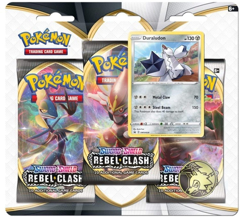 Pokemon TCG: Sword & Shield - Rebel Clash - Three Pack Blister Duraludon