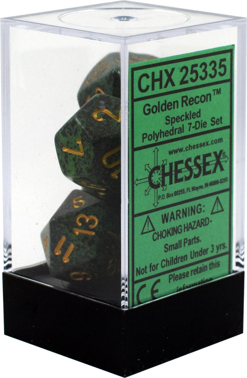 Chessex: Speckled Golden Recon Green w/ Gold - Polyhedral Dice Set (7) - CHX25335