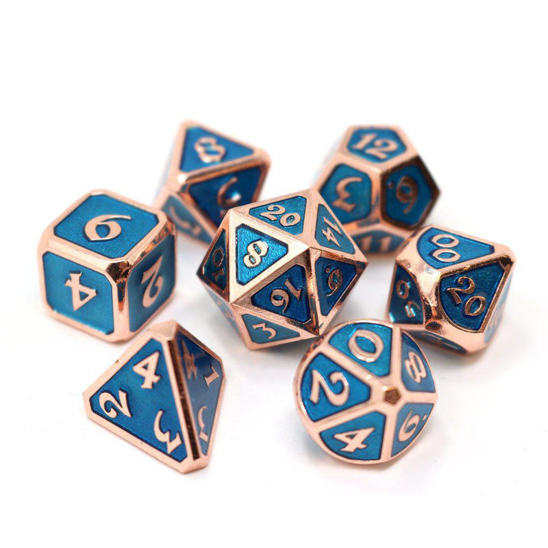 Die Hard: Mythica Copper Aquamarine Metal 16mm - Polyhedral Dice Set (7)