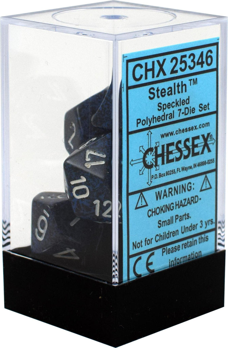 Chessex: Speckled Stealth Blue w/ White - Polyhedral Dice Set (7) - CHX25346
