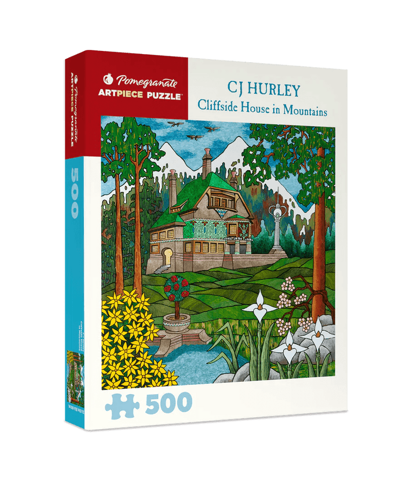 Pomegranate ArtPiece Puzzle: CJ Hurley 'Cliffside House in Mountains' - 500 Piece Puzzle 