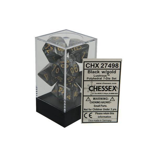 Chessex: Lustrous Black w/ Gold - Polyhedral Dice Set (7) - CHX27498