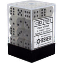 Chessex: Frosted Clear w/ Black -12mm d6 Dice Set (36) - CHX27801