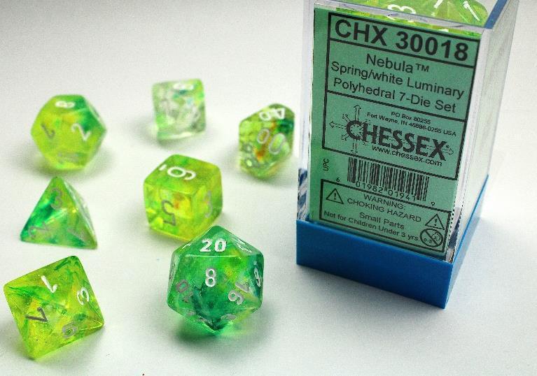 Chessex: Spring w/ White Nebula - Polyhedral Dice Set (7) - CHX30018