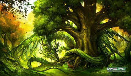 Gamermats: 'Keeper of the Forest' 14"x24"&1/8" Stitched Gaming Playmat 